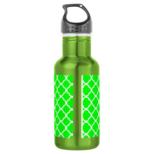 Lieveheersbeestje op elektrische groene quatrefoil waterfles (Achterkant)