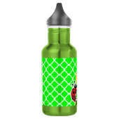 Lieveheersbeestje op elektrische groene quatrefoil waterfles (Links)