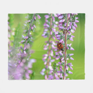 Lieveheersbeestje op paarse bloemen fleece deken