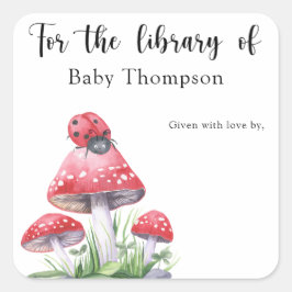 Lieveheersbeestje op paddenstoelen - voor de bibli vierkante sticker