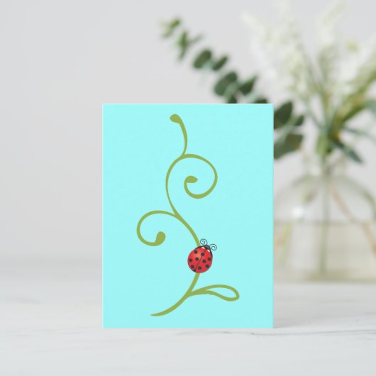 Lieveheersbeestje op Wijnstok Briefkaart (Staand voorkant)