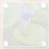 Lieveheersbeestje op zoete viooltjesbloemen glazen onderzetter (Achterkant)