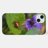 Lieveheersbeestje op zoete viooltjesbloemen iPhone hoesje (Achterkant horizontaal)