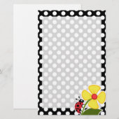 Lieveheersbeestje op zwarte en witte stippen briefpapier (Voorkant / Achterkant)