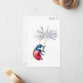 Lieveheersbeestje & paardenbloem Seed Briefkaart S (Voorkant / Achterkant in situ)