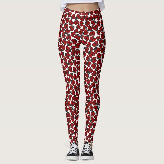 Lieveheersbeestje Parade op Wit Leggings (Voorkant)