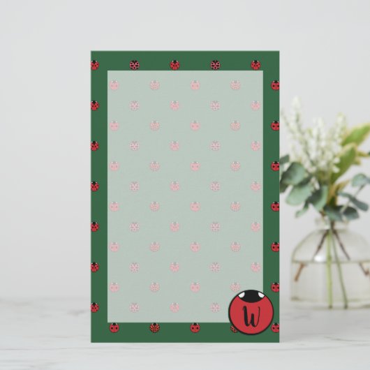 Lieveheersbeestje Polka Dots Stationery Briefpapier (Staand voorkant)