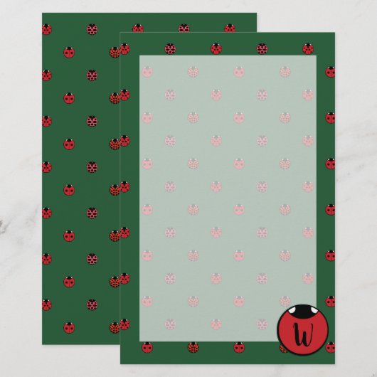 Lieveheersbeestje Polka Dots Stationery Briefpapier (Voorkant / Achterkant)