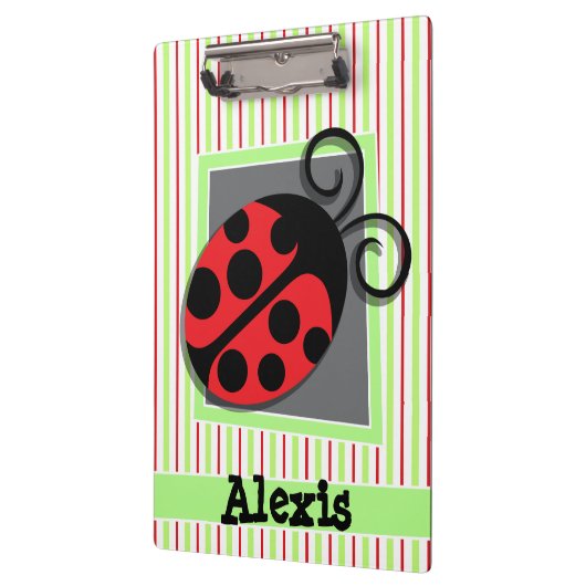 Lieveheersbeestje; rode en limoengroene strepen klembord (Links)