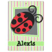 Lieveheersbeestje; rode en limoengroene strepen klembord (Achterkant)