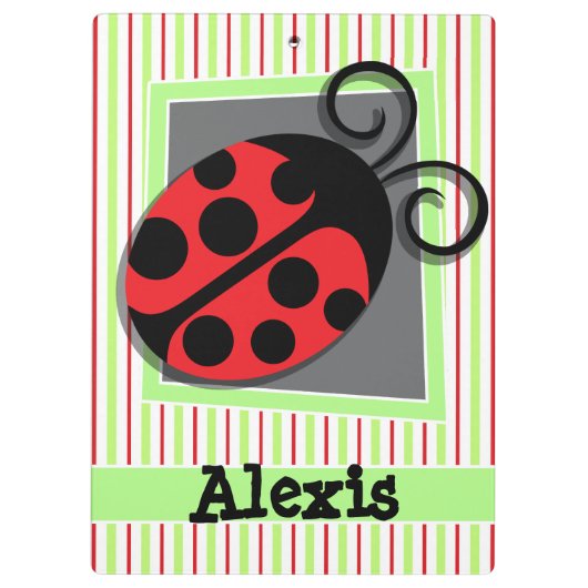 Lieveheersbeestje; rode en limoengroene strepen klembord (Achterkant)