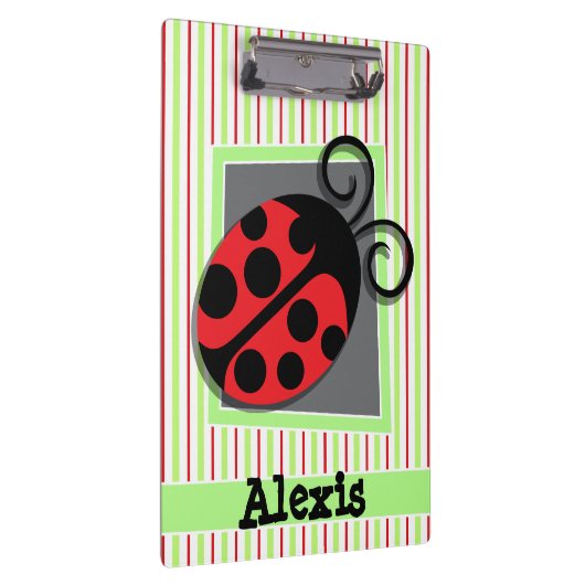 Lieveheersbeestje; rode en limoengroene strepen klembord (Rechts)