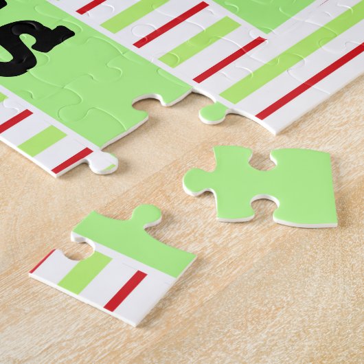 Lieveheersbeestje; rode en limoengroene strepen legpuzzel (Zijkant)