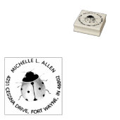 Lieveheersbeestje rond retouradres houten rubberen rubberstempel (Gestempeld)