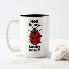 Lieveheersbeestje Rood Is Mijn Lucky Kleur Grappig Tweekleurige Koffiemok