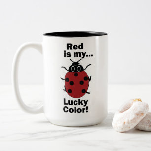 Lieveheersbeestje Rood Is Mijn Lucky Kleur Grappig Tweekleurige Koffiemok