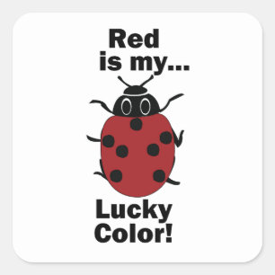 Lieveheersbeestje Rood is mijn Lucky kleur Grappig Vierkante Sticker