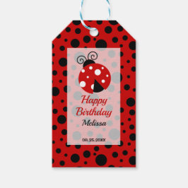 Lieveheersbeestje rood zwart Lijst polka stippen k Cadeaulabel