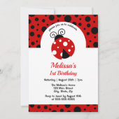 Lieveheersbeestje rood zwart polka stippen kindere kaart (Voorkant)