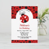 Lieveheersbeestje rood zwart polka stippen kindere kaart (Staand voorkant)