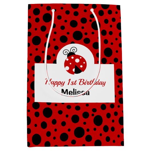 Lieveheersbeestje rood zwart polka stippen kindere medium cadeauzakje (Voorkant)