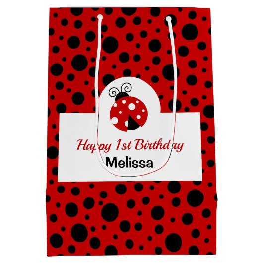 Lieveheersbeestje rood zwart polka stippen kindere medium cadeauzakje (Achterkant)