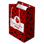 Lieveheersbeestje rood zwart polka stippen kindere medium cadeauzakje (Achterkant Gekanteld)