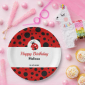 Lieveheersbeestje rood zwart polka stippen kindere papieren bordje (Feest)