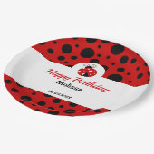 Lieveheersbeestje rood zwart polka stippen kindere papieren bordje (Gekanteld)