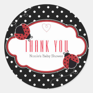 Lieveheersbeestje Rood & Zwart Shower Favor Sticke Ronde Sticker