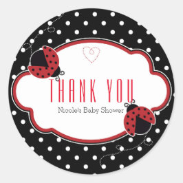 Lieveheersbeestje Rood & Zwarte Shower Favor Stick Ronde Sticker