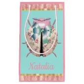 Lieveheersbeestje roos viooltjes bloemenroze blauw klein cadeauzakje (Voorkant)