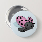 Lieveheersbeestje Roze bewustzijnslintje Badge Ronde Button 7,6 Cm (Voorkant /achterkant)