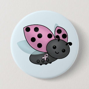 Lieveheersbeestje Roze bewustzijnslintje Badge Ronde Button 7,6 Cm