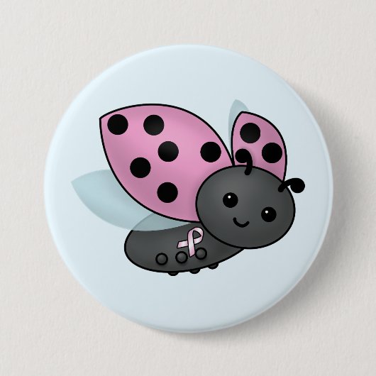 Lieveheersbeestje Roze bewustzijnslintje Badge Ronde Button 7,6 Cm (Voorkant)