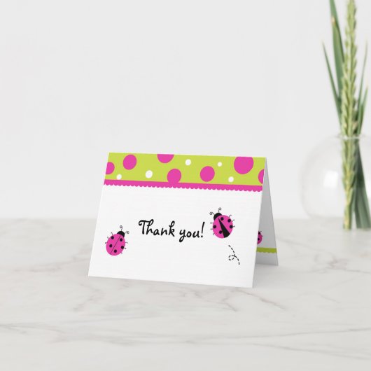 Lieveheersbeestje Roze Groen Gevouwen Dankkaartjes Bedankkaart (Voorkant)