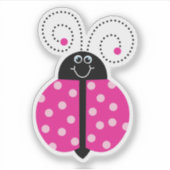 Lieveheersbeestje Roze Polka Dot Glimlach grillig Sticker (Voorkant)