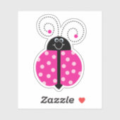 Lieveheersbeestje Roze Polka Dot Glimlach grillig Sticker (Vel)