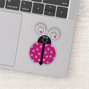 Lieveheersbeestje Roze Polka Dot Glimlach grillig Sticker