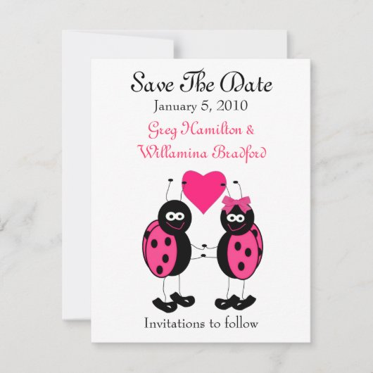 Lieveheersbeestje Save the Date-aankondigingen Kaart (Voorkant)