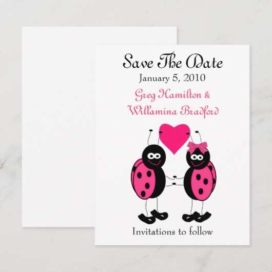 Lieveheersbeestje Save the Date-aankondigingen Kaart (Voorkant / Achterkant)