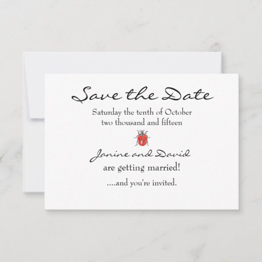 Lieveheersbeestje Save the Date kaart (Voorkant)