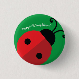 Lieveheersbeestje Schattig 1e Verjaardagsfeestje Ronde Button 3,2 Cm