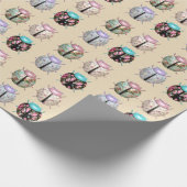 Lieveheersbeestje schattig patroon roze blauw inpa cadeaupapier (Hoek)