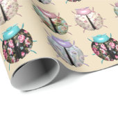 Lieveheersbeestje schattig patroon roze blauw inpa cadeaupapier (Rol Hoek)