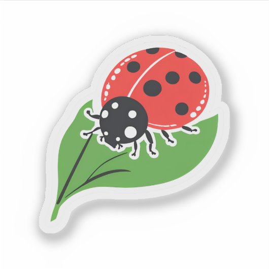 Lieveheersbeestje | Schattige Leaf lieveheersbeest Sticker (Voorkant)