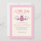 Lieveheersbeestje Schattige Roze Bloemen Meisje Ba Kaart (Voorkant)