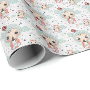 Lieveheersbeestje Schattigee Baby pastel Waterverf Cadeaupapier