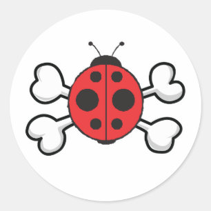 Lieveheersbeestje Schedel en Kruisbeenderen Ronde Sticker