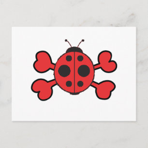 lieveheersbeestje Schedel rode Kruisbeenderen Briefkaart